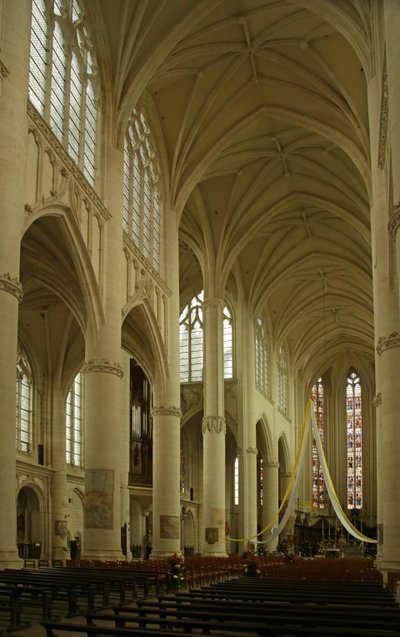 View of the nave to the east by French School